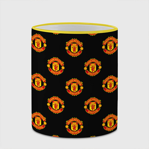 Кружка цветная Manchester United Pattern / 3D-Желтый кант – фото 2