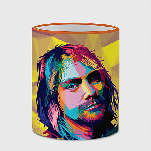 Кружка цветная Kurt Cobain: Abstraction / 3D-Оранжевый кант – фото 2