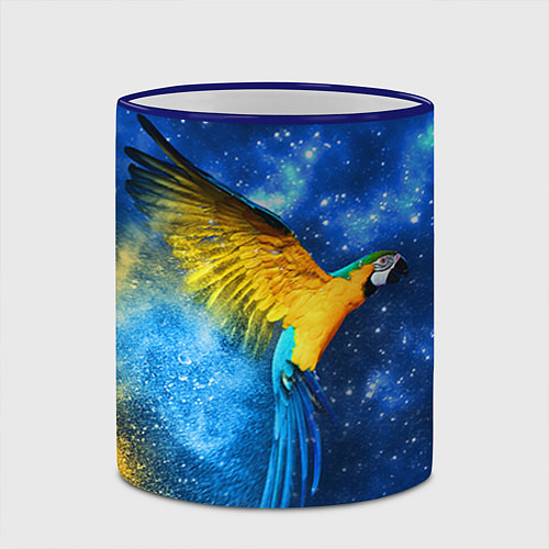 Кружка цветная Космический попугай / 3D-Синий кант – фото 2