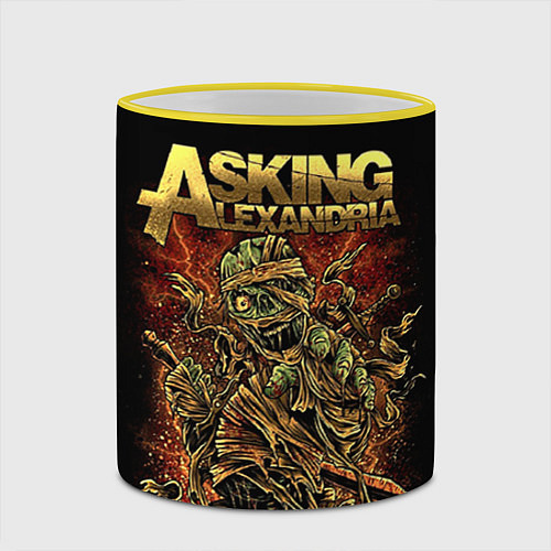 Кружка цветная Asking Alexandria / 3D-Желтый кант – фото 2