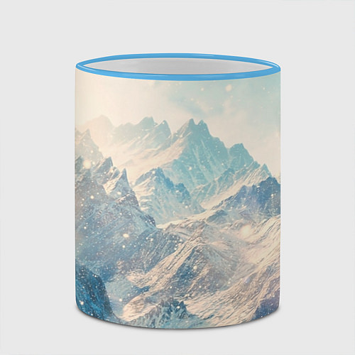 Кружка цветная Горы / 3D-Небесно-голубой кант – фото 2