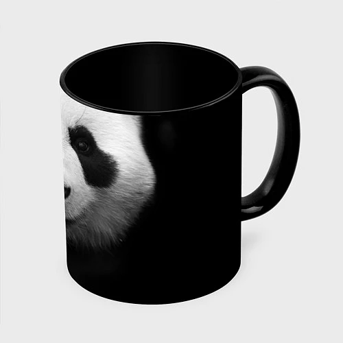 Кружка цветная Взгляд панды / 3D-Белый + черный – фото 1