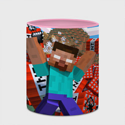 Кружка 3D Minecraft Man, цвет: 3D-белый + розовый — фото 2
