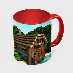 Кружка 3D Minecraft House, цвет: 3D-белый + красный