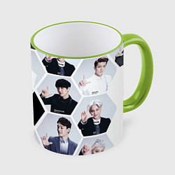 Кружка 3D EXO Boys, цвет: 3D-светло-зеленый кант