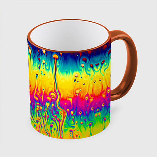 Кружка цветная Tie dye / 3D-Оранжевый кант – фото 1