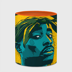 Кружка 3D 2Pac Shakur, цвет: 3D-белый + оранжевый — фото 2