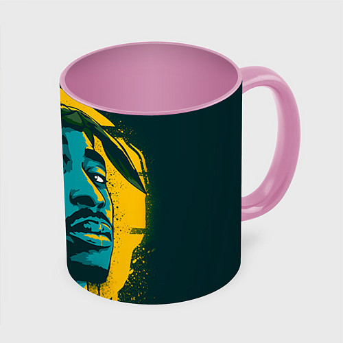 Кружка цветная 2Pac Shakur / 3D-Белый + розовый – фото 1