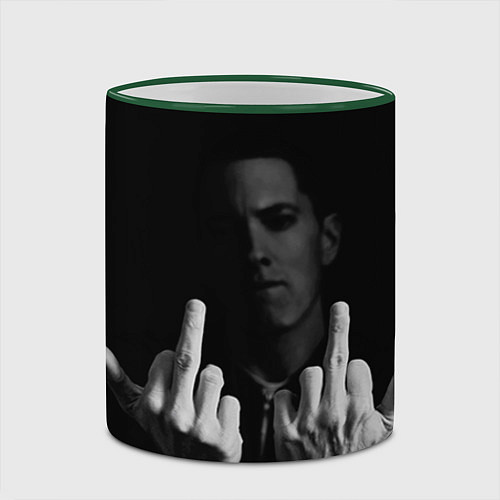 Кружка цветная Eminem Fuck / 3D-Зеленый кант – фото 2