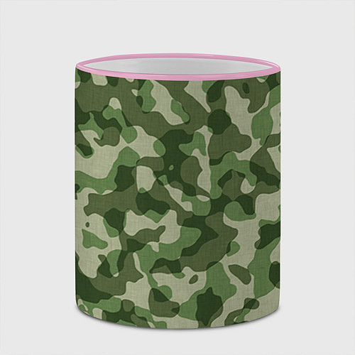 Кружка цветная Хаки / 3D-Розовый кант – фото 2