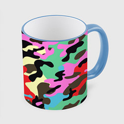 Кружка 3D Яркий камуфляж, цвет: 3D-небесно-голубой кант