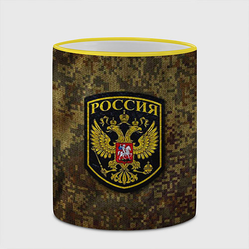 Кружка цветная Камуфляж: Россия / 3D-Желтый кант – фото 2