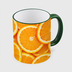 Кружка 3D Апельсин, цвет: 3D-зеленый кант
