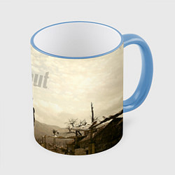 Кружка 3D Fallout City, цвет: 3D-небесно-голубой кант