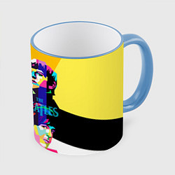 Кружка 3D The Beatles: Poly-art, цвет: 3D-небесно-голубой кант