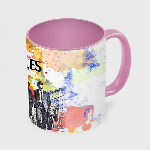 Кружка цветная The Beatles: Colour Spray / 3D-Белый + розовый – фото 1