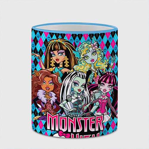 Кружка цветная Monster High / 3D-Небесно-голубой кант – фото 2