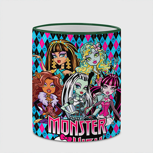 Кружка цветная Monster High / 3D-Зеленый кант – фото 2