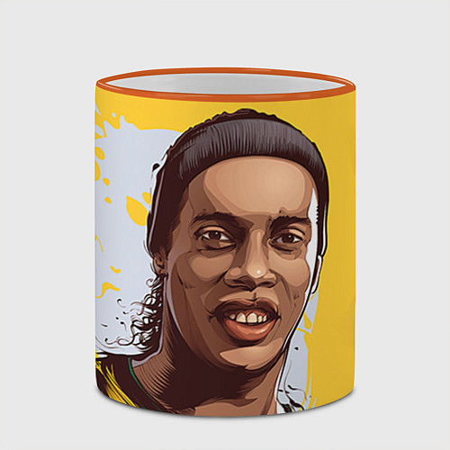 Кружка цветная Ronaldinho Art / 3D-Оранжевый кант – фото 2