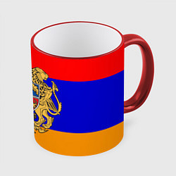 Кружка 3D Герб и флаг Армении, цвет: 3D-красный кант