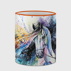 Кружка 3D Акварельная лошадь, цвет: 3D-оранжевый кант — фото 2