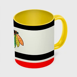 Кружка 3D Chicago Blackhawks, цвет: 3D-белый + желтый