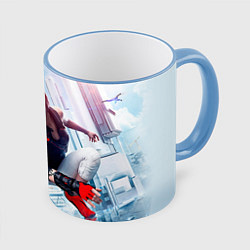 Кружка 3D Mirror`s edge, цвет: 3D-небесно-голубой кант