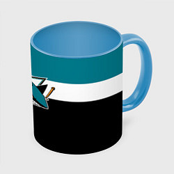 Кружка 3D San Jose Sharks, цвет: 3D-белый + небесно-голубой