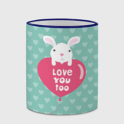 Кружка 3D Rabbit: Love you too, цвет: 3D-синий кант — фото 2
