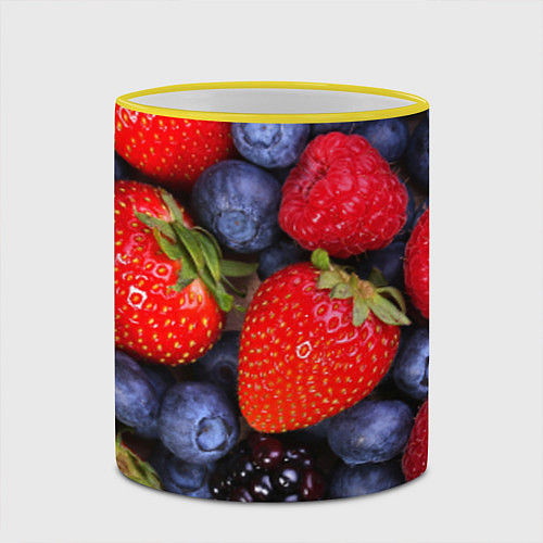 Кружка цветная Berries / 3D-Желтый кант – фото 2