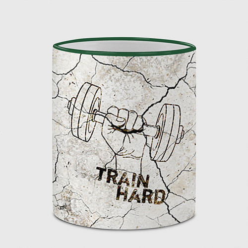 Кружка цветная Train hard / 3D-Зеленый кант – фото 2