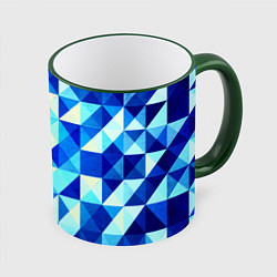 Кружка 3D Синяя геометрия, цвет: 3D-зеленый кант
