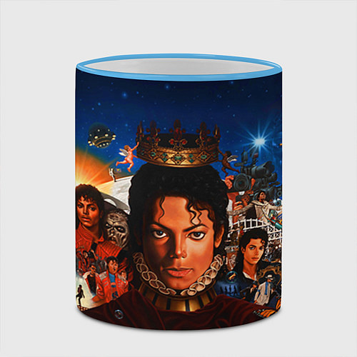 Кружка цветная Michael Jackson: Pop King / 3D-Небесно-голубой кант – фото 2