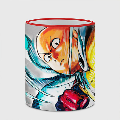 Кружка цветная One Punch Man Rage / 3D-Красный кант – фото 2