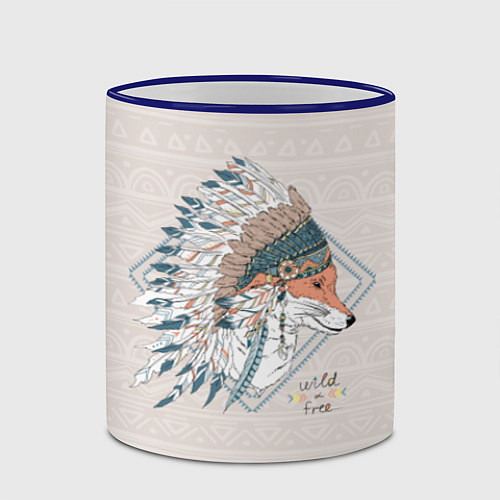 Кружка цветная Fox: Wild Free / 3D-Синий кант – фото 2