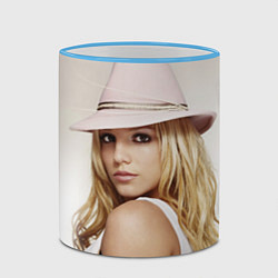 Кружка 3D Бритни Спирс в розовой шляпе, цвет: 3D-небесно-голубой кант — фото 2
