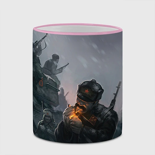 Кружка цветная Солдаты / 3D-Розовый кант – фото 2