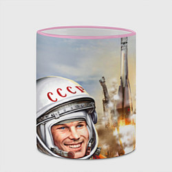 Кружка 3D Гагарин взлетает, цвет: 3D-розовый кант — фото 2