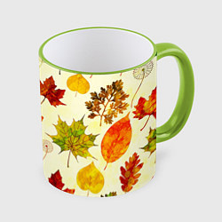 Кружка 3D Осень, цвет: 3D-светло-зеленый кант