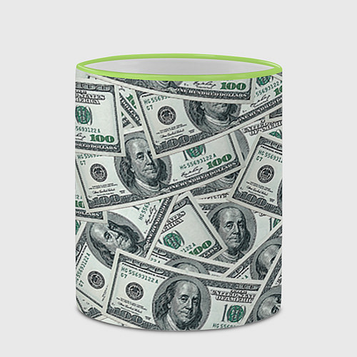 Кружка цветная Банкноты / 3D-Светло-зеленый кант – фото 2