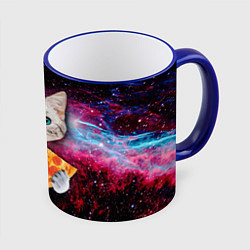 Кружка 3D Кот с едой, цвет: 3D-синий кант