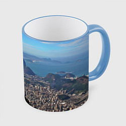 Кружка 3D Рио-де-Жанейро, цвет: 3D-небесно-голубой кант