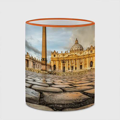 Кружка цветная Площадь святого Петра / 3D-Оранжевый кант – фото 2