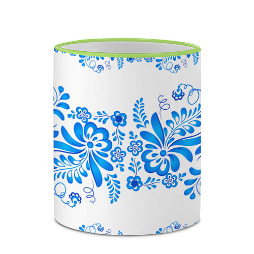 Кружка цветная Гжель / 3D-Светло-зеленый кант – фото 2