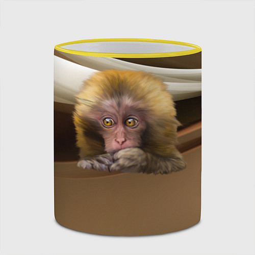 Кружка цветная Мартышка / 3D-Желтый кант – фото 2