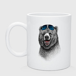 Кружка керамическая Медведь в очках, цвет: белый