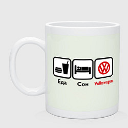 Кружка керамическая Еда, сон и Volkswagen, цвет: фосфор