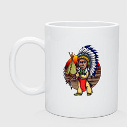 Кружка керамическая Хитрый индеец, цвет: белый