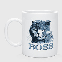 Кружка керамическая Boss cat, цвет: белый