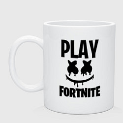 Кружка керамическая Marshmello: Play Fortnite, цвет: белый